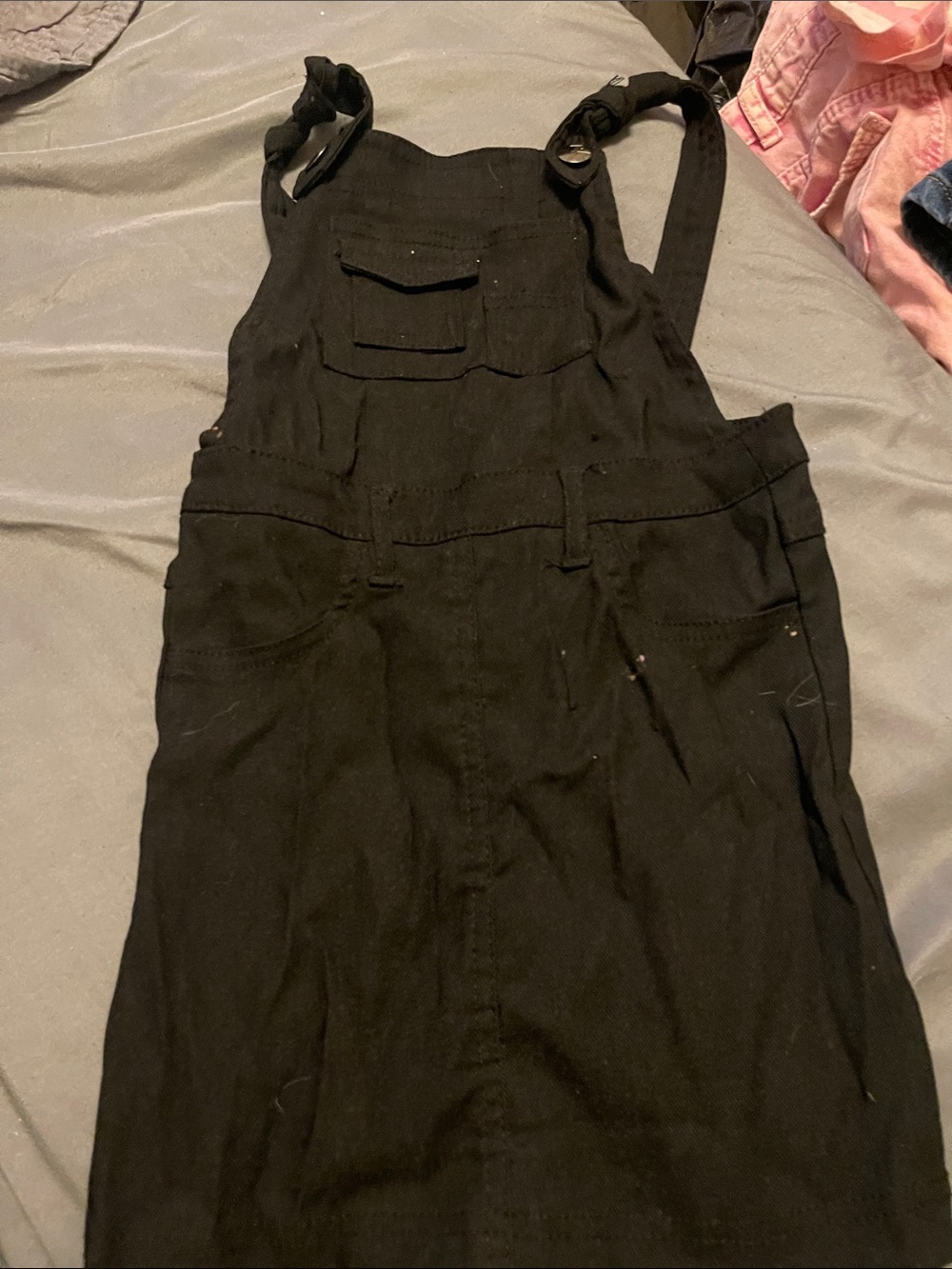 Black Denim Overall Dress